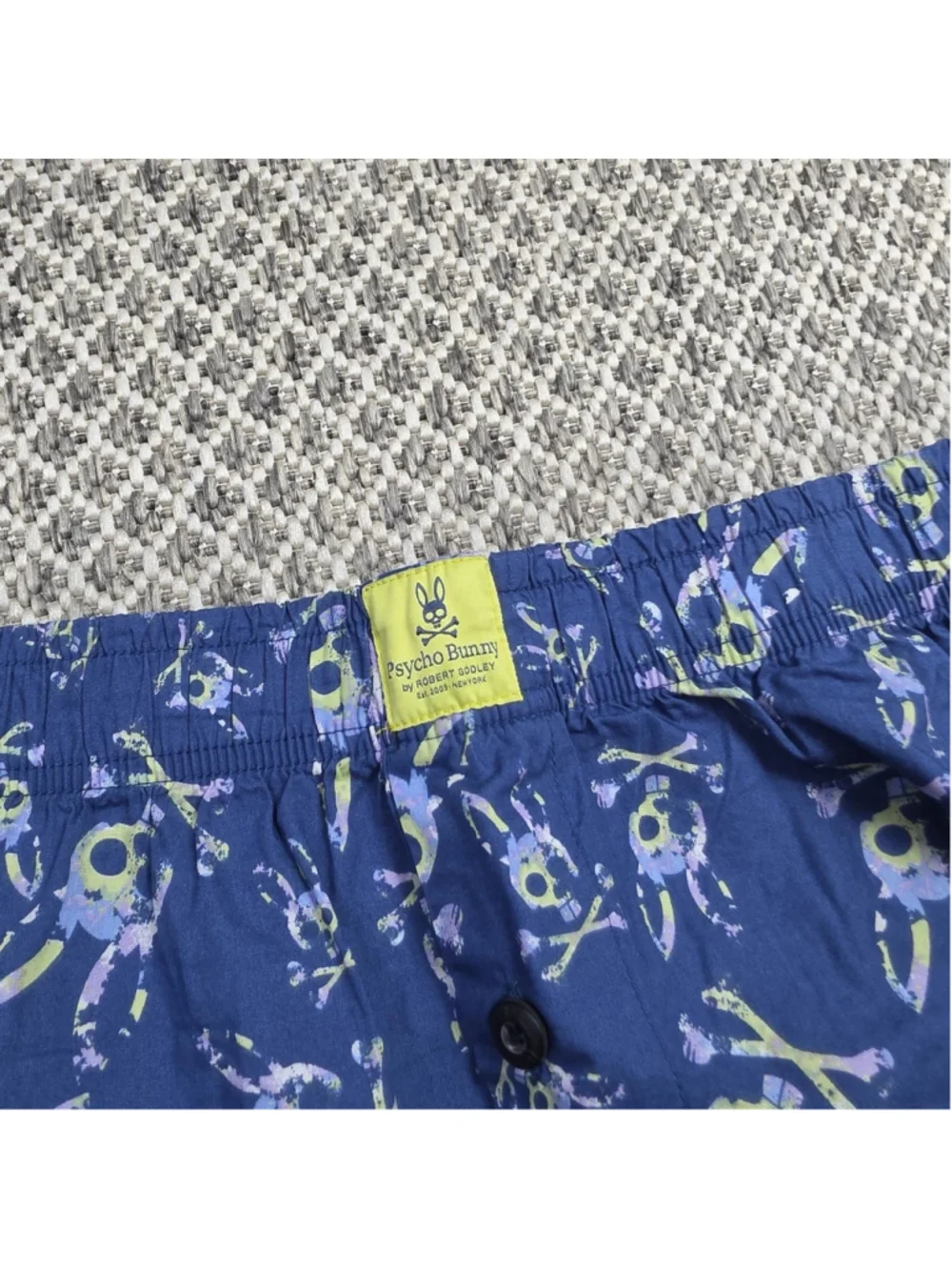 Psycho Bunny Robert Godley Mens XL Boxer Shorts Skull Print 100% Cotton Blue